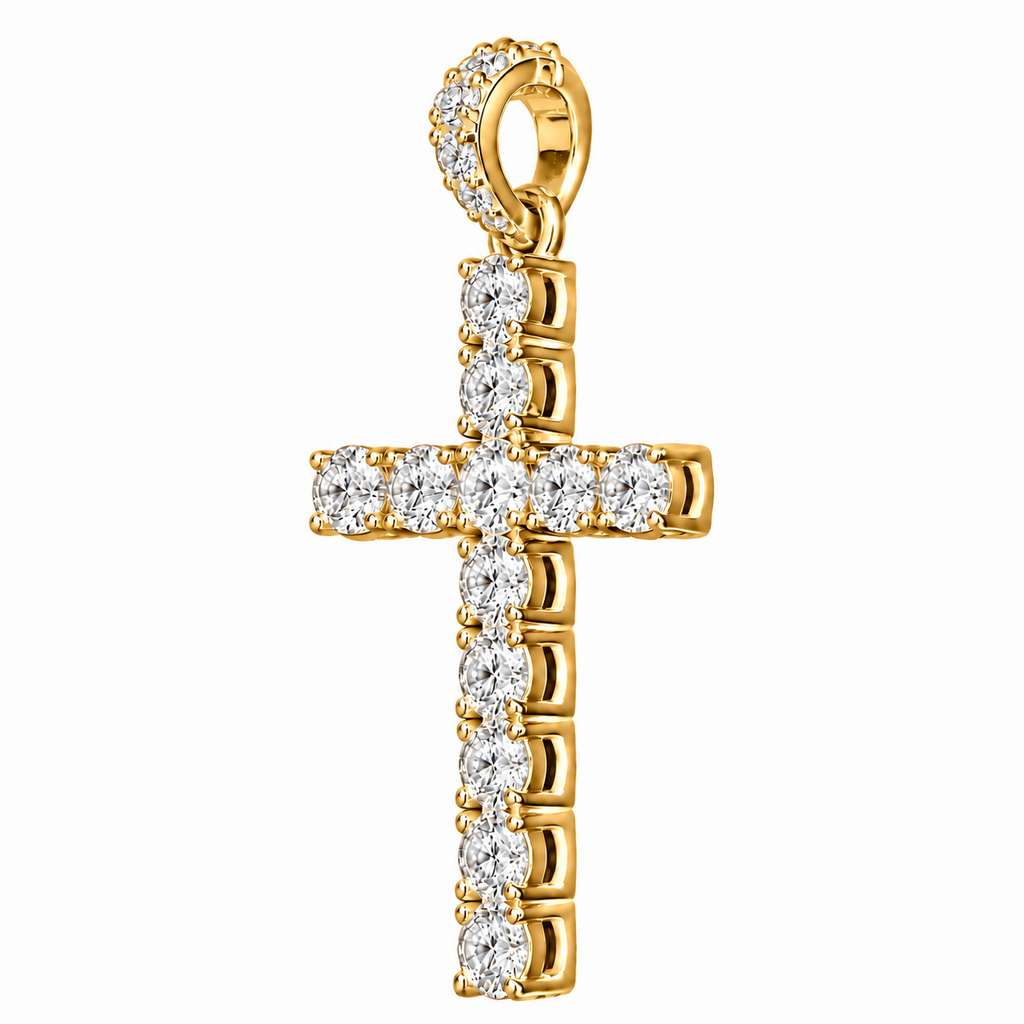 6.70 CTW Lab Grown Diamond Cross Pendant – 50 Pointer Diamond Iced Out Cross in Silver