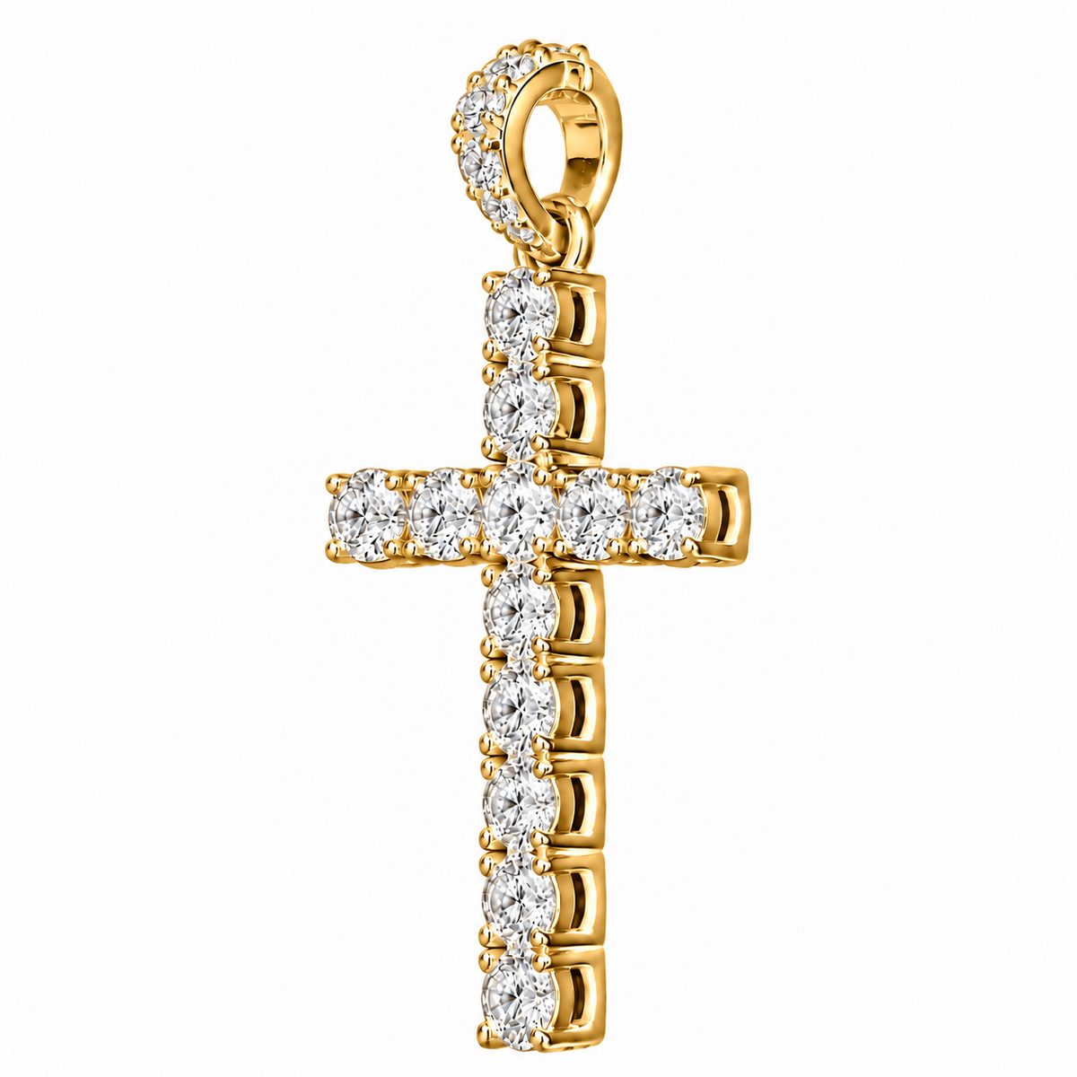 6.70 CTW Lab Grown Diamond Cross Pendant – 50 Pointer Diamond Iced Out Cross in Silver