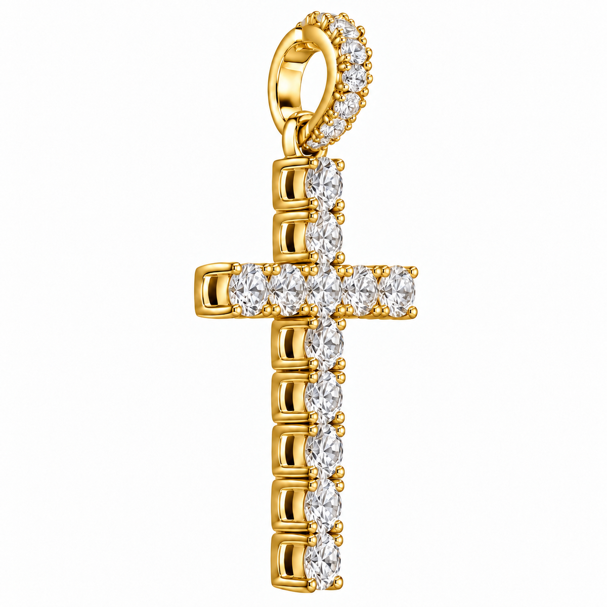 6.70 CTW Lab Grown Diamond Cross Pendant – 50 Pointer Diamond Iced Out Cross in Silver