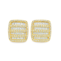 10K Yellow Gold 2.00 ctw Diamond Square Earrings | Iced-Out Cluster Studs | Jewelry Palace