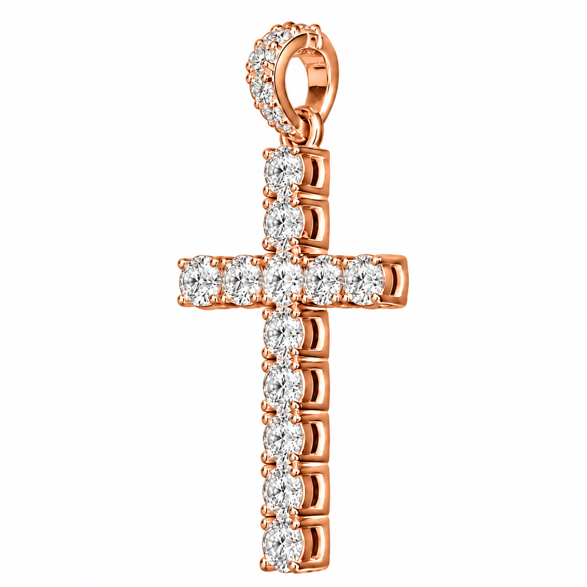 6.70 CTW Lab Grown Diamond Cross Pendant – 50 Pointer Diamond Iced Out Cross in Silver
