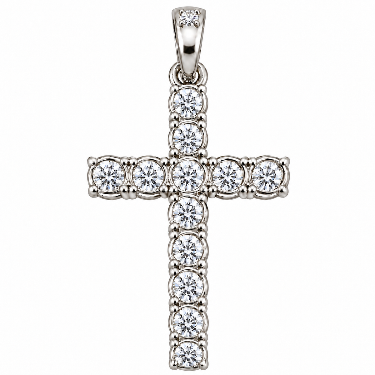 6.70 CTW Lab Grown Diamond Cross Pendant – 50 Pointer Diamond Iced Out Cross in Silver