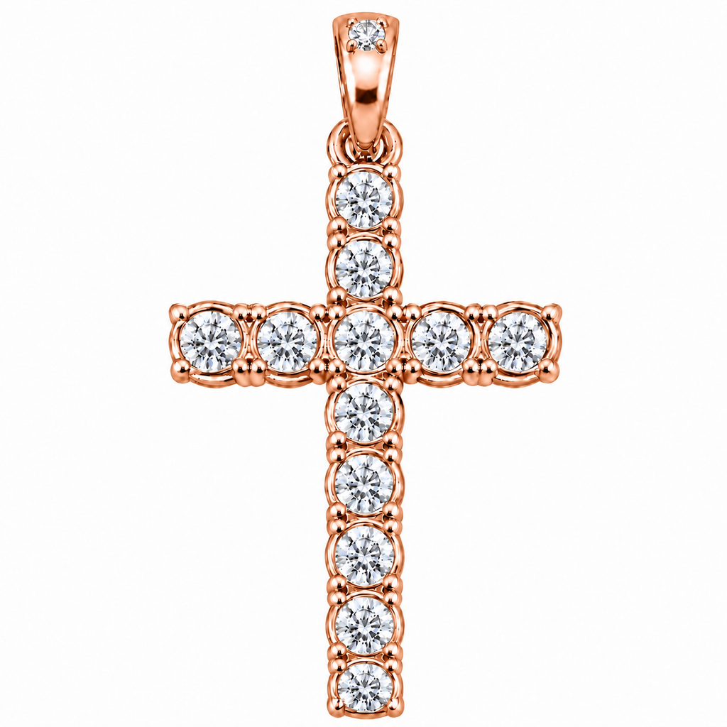 6.70 CTW Lab Grown Diamond Cross Pendant – 50 Pointer Diamond Iced Out Cross in Silver