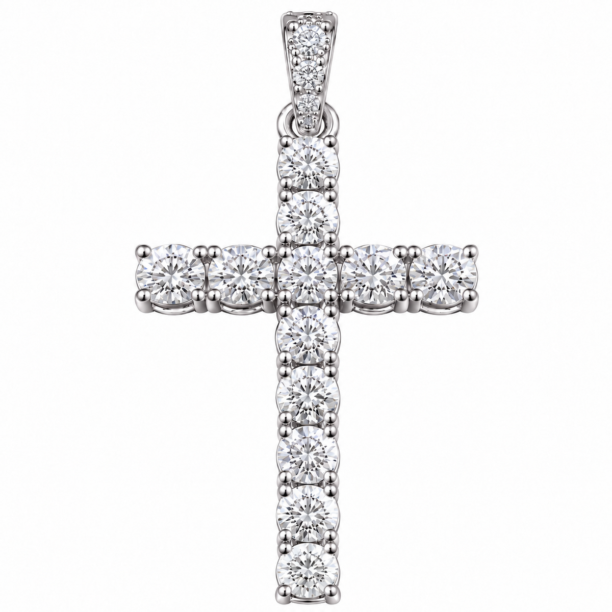 6.70 CTW Lab Grown Diamond Cross Pendant – 50 Pointer Diamond Iced Out Cross in Silver