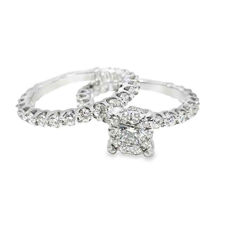 Engagement Ring with Band 4.0 ctw Diamond 14K White Gold