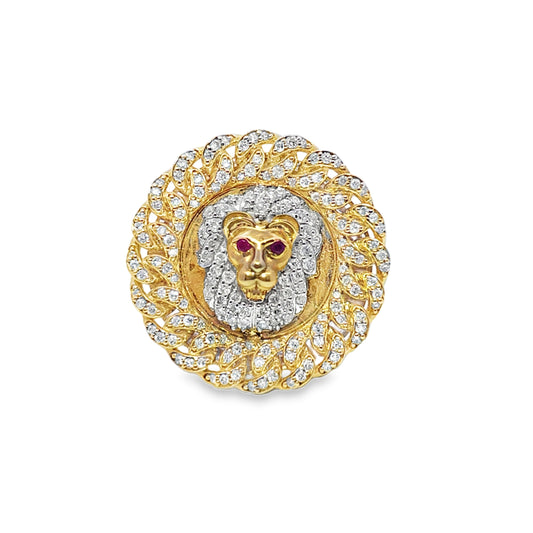 Lion Head Ring Diamond 1.50 ctw 10K Yellow Gold
