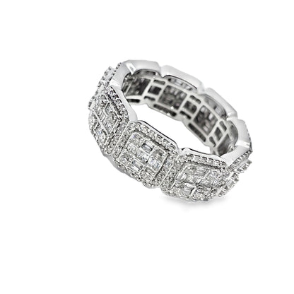 Cushion Link Ring 4.50 ctw Diamond 10K White Gold