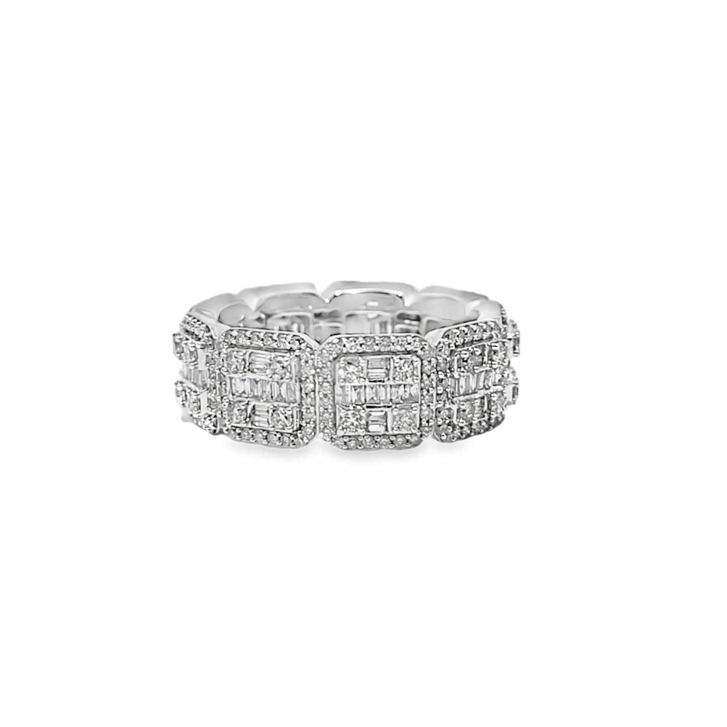 Cushion Link Ring 4.50 ctw Diamond 10K White Gold