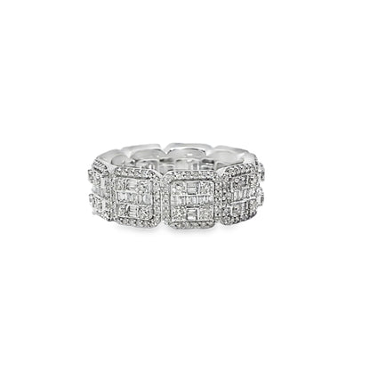 Cushion Link Ring 4.50 ctw Diamond 10K White Gold
