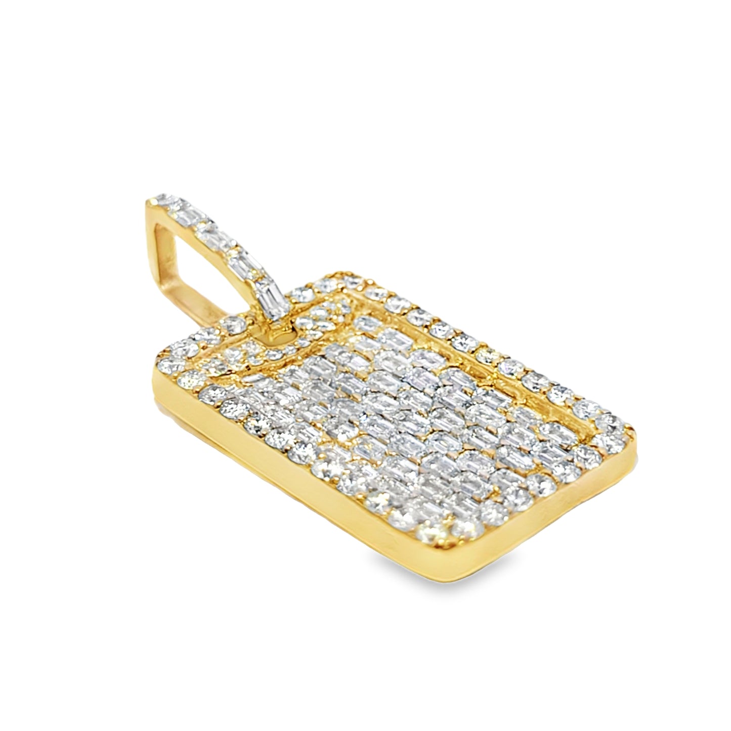 Baguette Tag Diamond Pendant 7 ct. 10K Yellow Gold