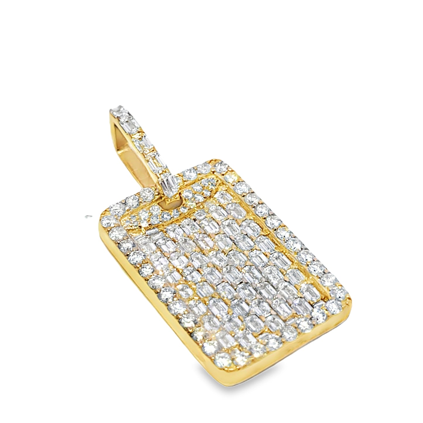 Baguette Tag Diamond Pendant 7 ct. 10K Yellow Gold