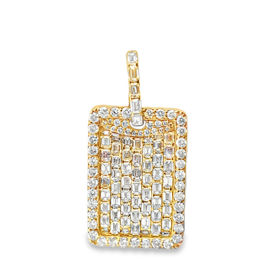 Baguette Tag Diamond Pendant 7 ct. 10K Yellow Gold