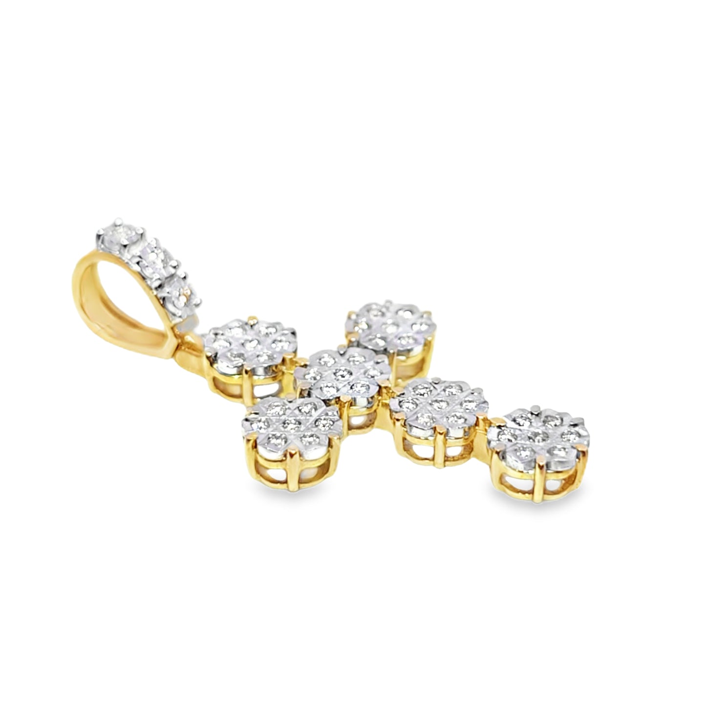 Illusion Set Cross Pendant 0.35 Ct. Diamond 10K Yellow Gold