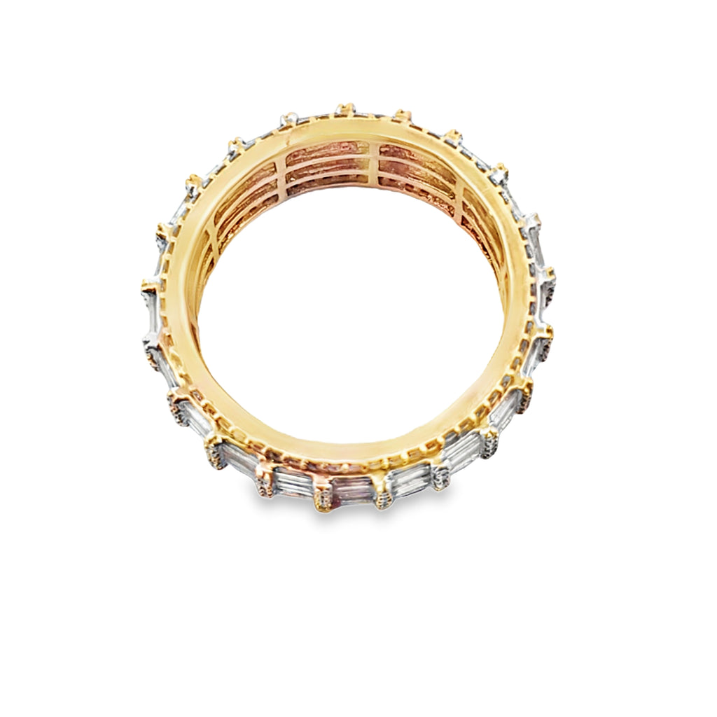 Mens Baguette Band Ring 4.50 ctw Diamond 10K Yellow Gold