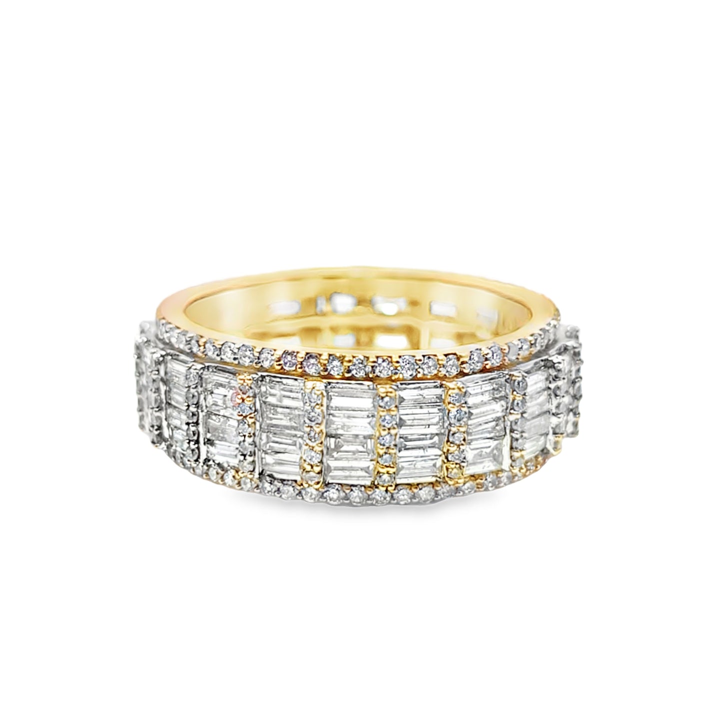 Mens Baguette Band Ring 4.50 ctw Diamond 10K Yellow Gold