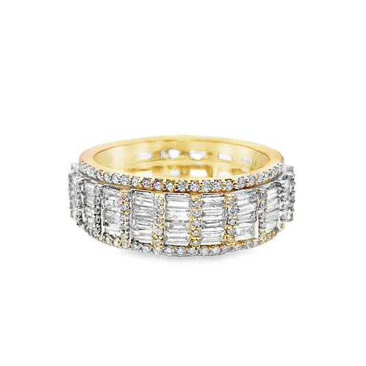 Mens Baguette Band Ring 4.50 ctw Diamond 10K Yellow Gold