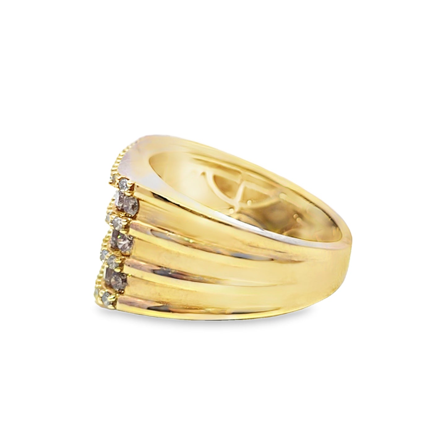 7 Row Mens Diamond Square Ring 1.75 ctw Diamond 10K Yellow Gold