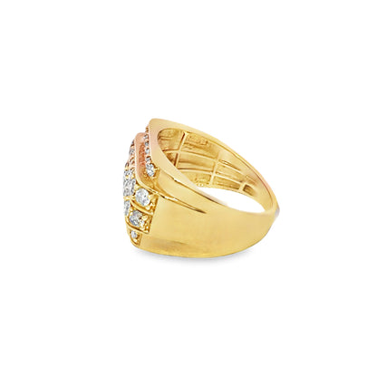 Mens Ring Round Stone 2.50 ctw Diamond 10K Yellow Gold