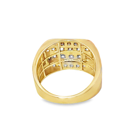Mens Ring Round Stone 2.50 ctw Diamond 10K Yellow Gold