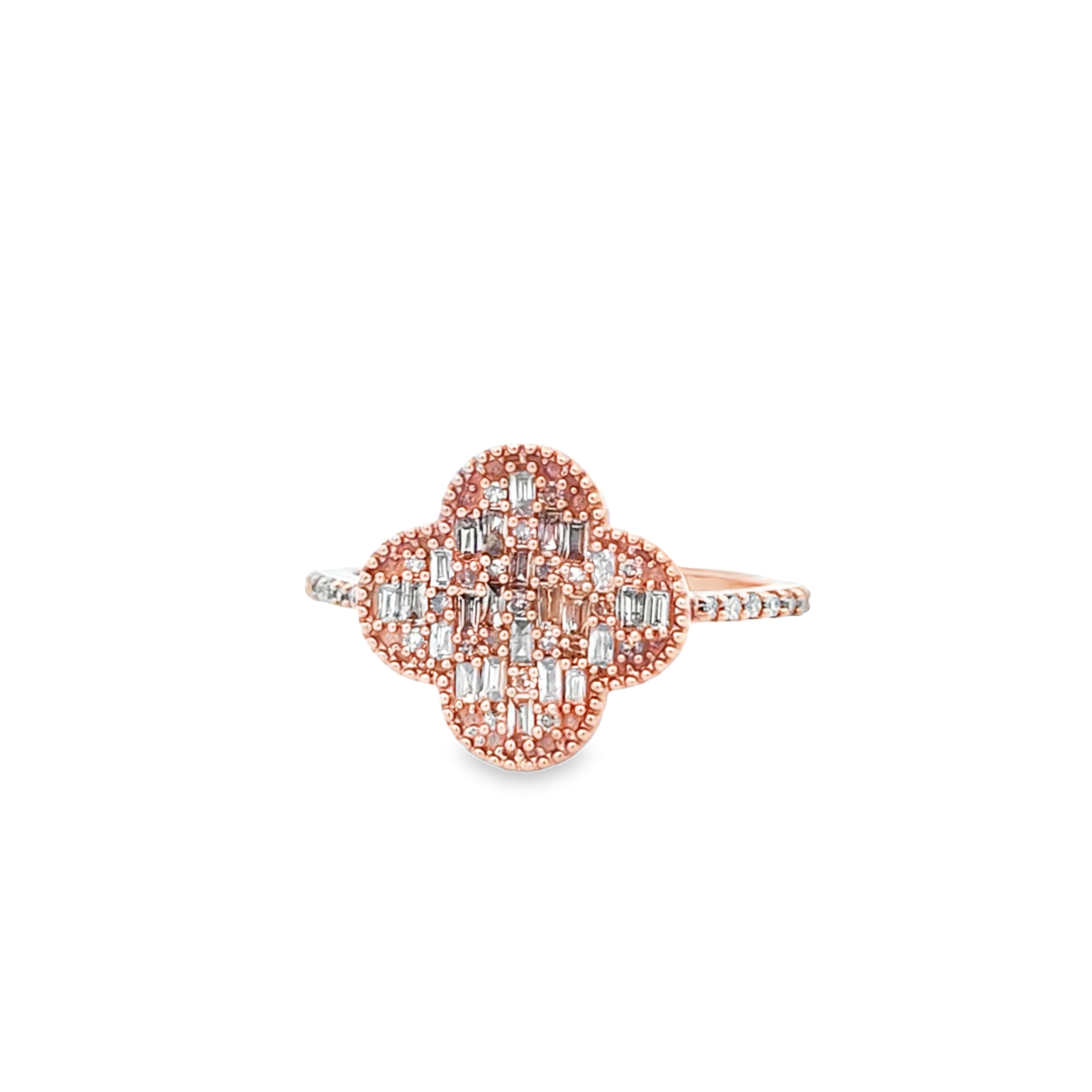 Vintage Clover Ring 0.65 ctw Diamond 10K Yellow Gold