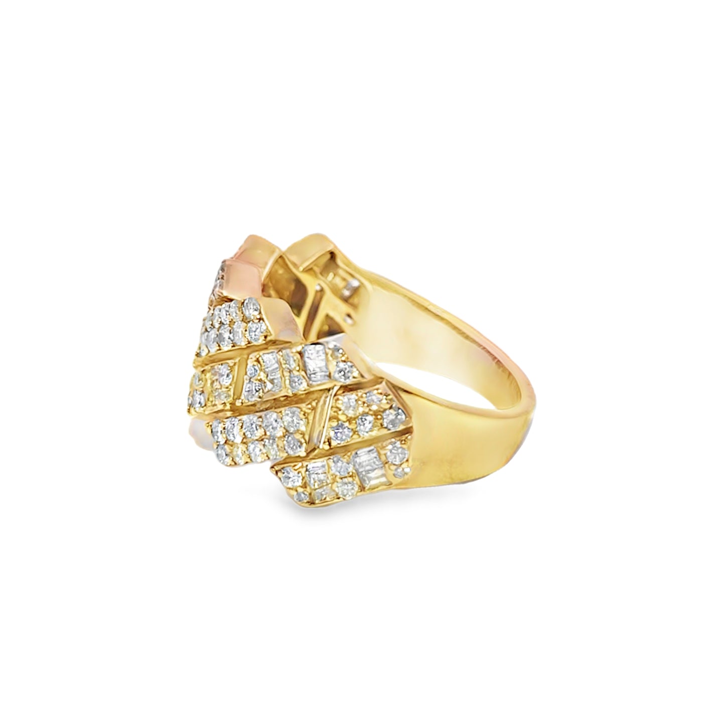 Cuban Link Ring Diamond 2.50 ctw 10K Yellow Gold
