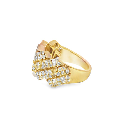 Cuban Link Ring Diamond 2.50 ctw 10K Yellow Gold