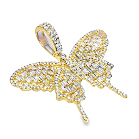 10K Yellow Gold 2.25 ctw Baguette Diamond Elegant Butterfly Pendant | Luxury Statement Jewelry | Jewelry Palace