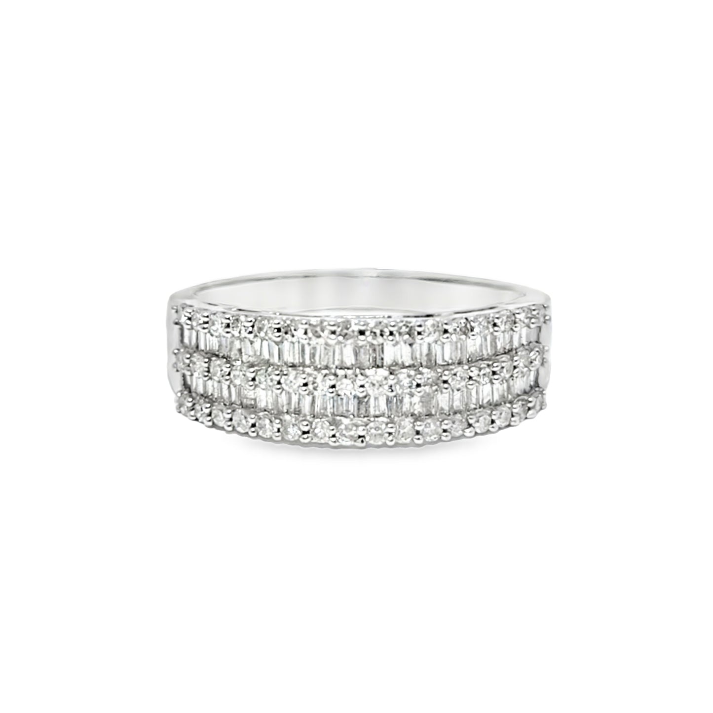 Baguette Band Ring 1.25 ctw Diamond 10K White Gold