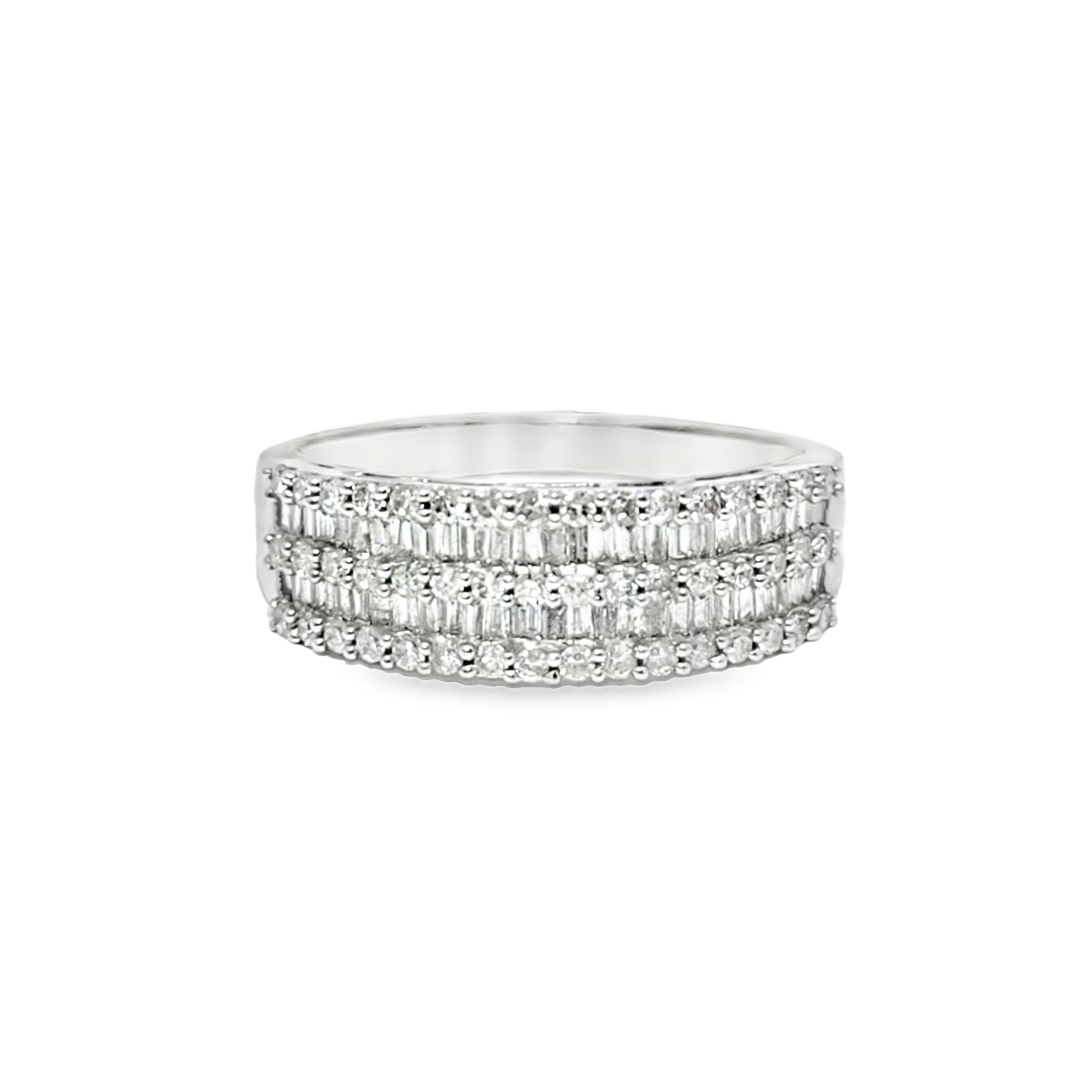 Baguette Band Ring 1.25 ctw Diamond 10K White Gold
