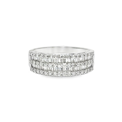 Baguette Band Ring 1.25 ctw Diamond 10K White Gold
