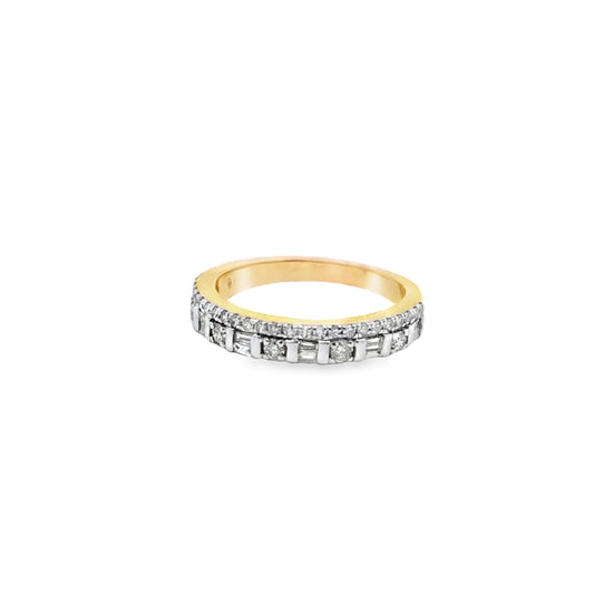 Baguette & Round Band Ring 0.75 ctw Diamond 10K Yellow Gold