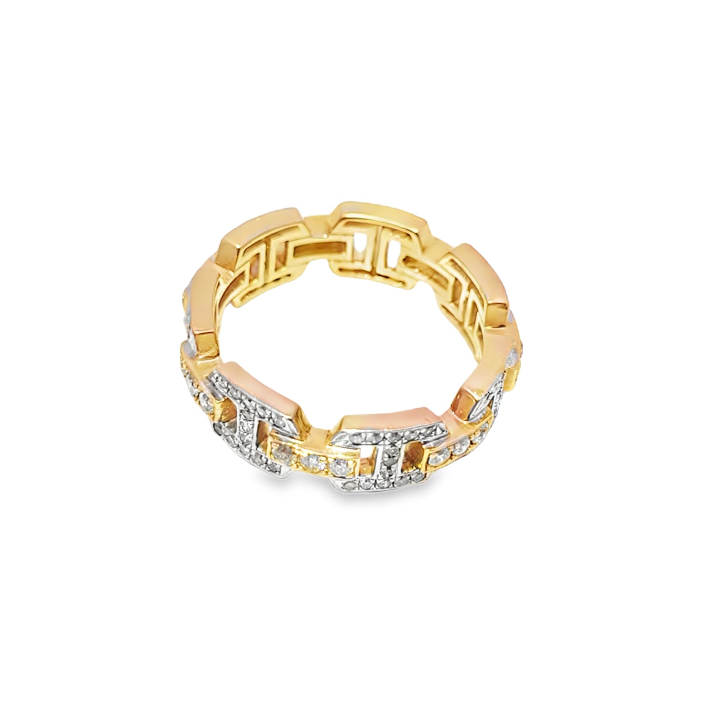 Pave Link Ring 1.50 ctw Diamond 10K Yellow Gold