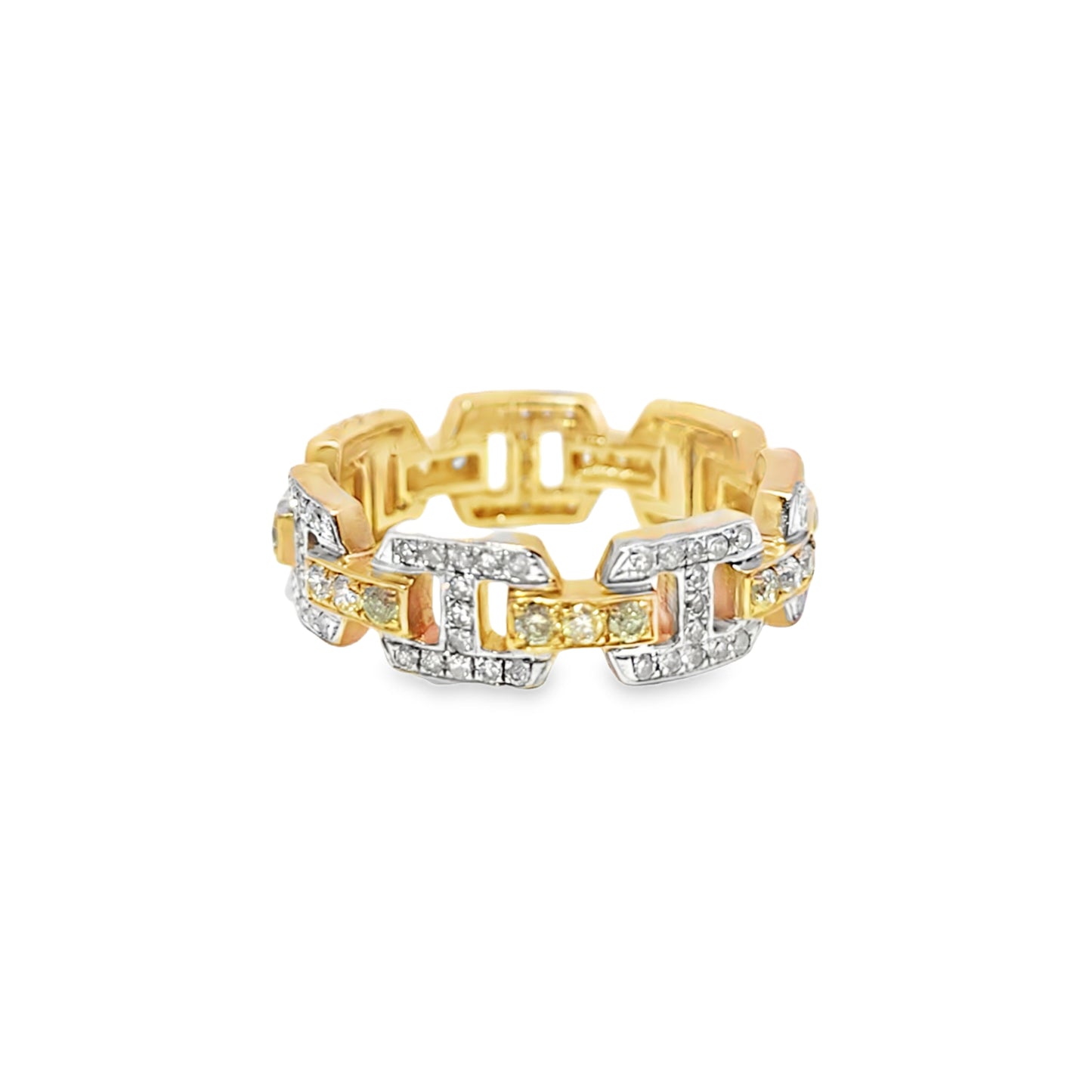 Pave Link Ring 1.50 ctw Diamond 10K Yellow Gold