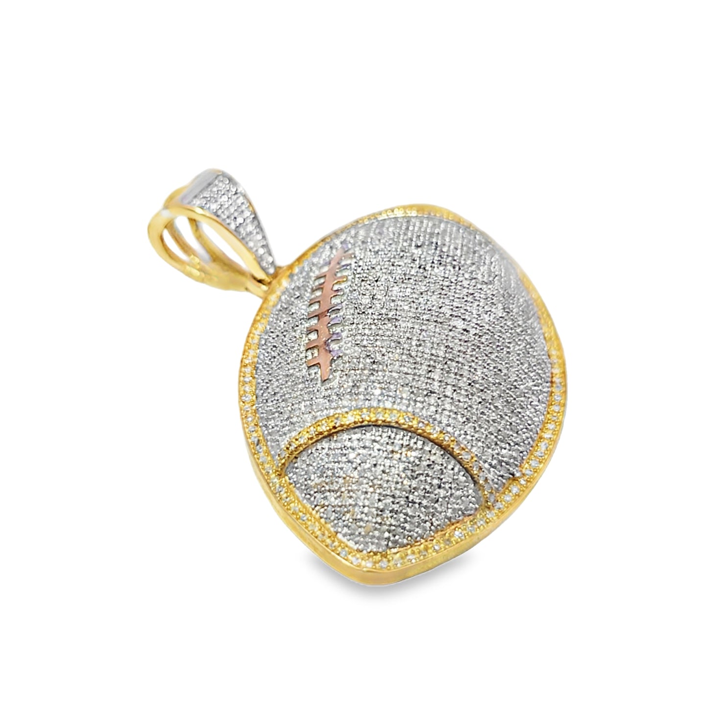 Football Sports Pendant 1.50 ctw Diamond 10K Yellow Gold