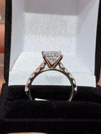 2.01 CT Princess Cut IGI Certified Lab Grown Diamond Engagement Ring – 18K White Gold 3.01 ctw Overall