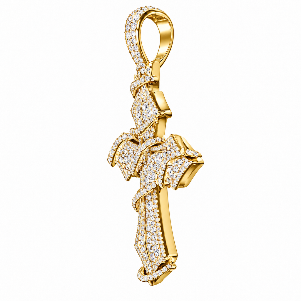 6.35 CTW Lab Grown Diamond Cross Pendant – 3 Inch Iced Out Silver Cross for Men & Women