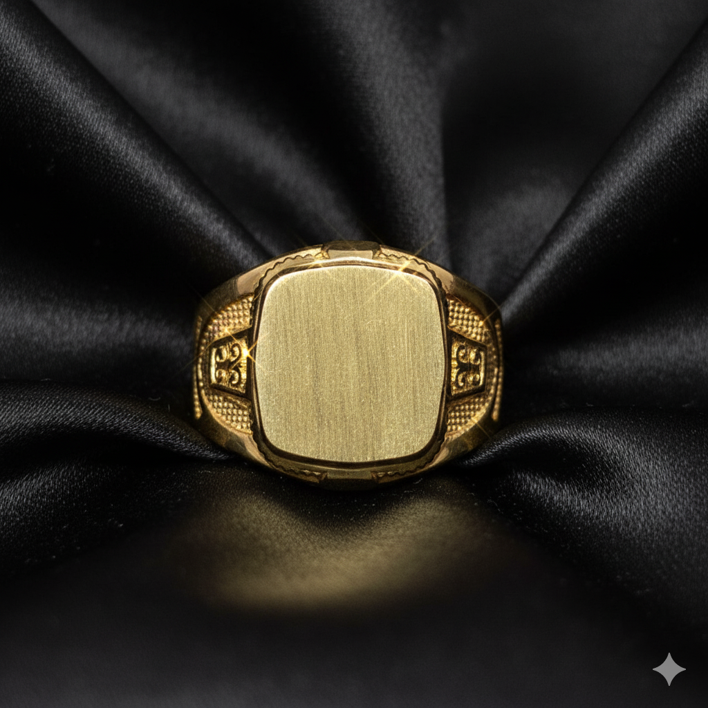 10K Gold Men's Statement Ring – Engravable Personalized Jewelry