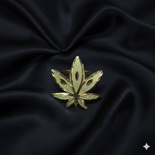 10K Mens Leaf Gold Ring