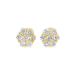 10K Yellow Gold 0.63 ctw Diamond Flower Cluster Earrings | Timeless Floral Design | Jewelry Palace