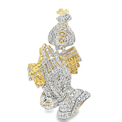 Praying Hands Pendant 2.00 ct. Diamond 10K Yellow Gold