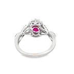 14K White Gold Oval Ruby & Diamond Ring 0.50 ctw