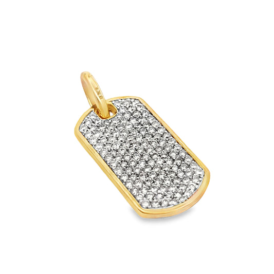 Dog Tag Pendant 2.00 ctw Diamond 10K Yellow Gold