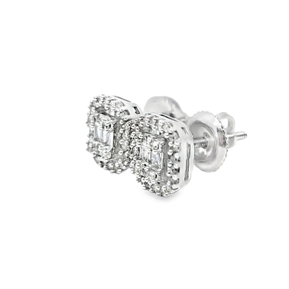 Emerald Cut Earrings 0.25 ctw Diamond 14K White Gold