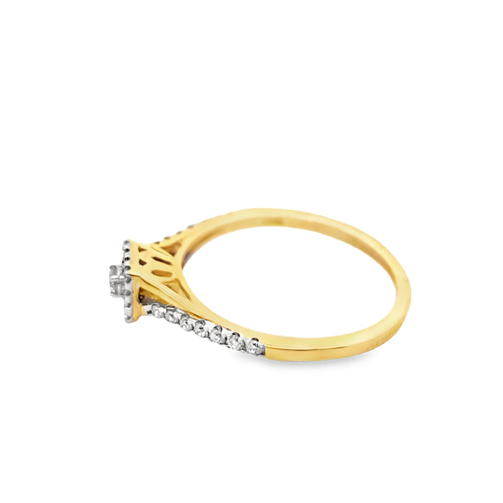 10K Yellow Gold Square Diamond Ring 0.25 ctw