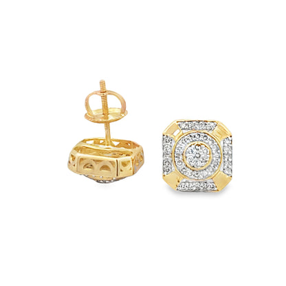 10K Yellow Gold 0.38 ctw Diamond Square Earrings | Geometric Cluster Studs | Jewelry Palace