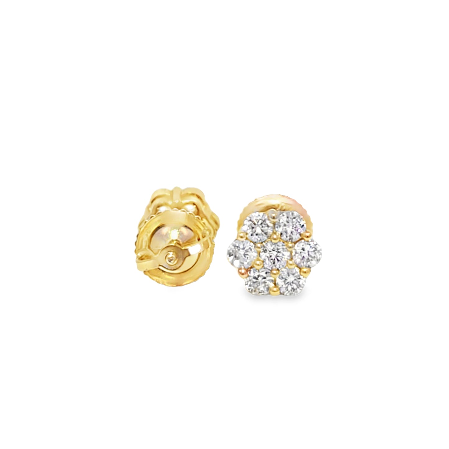 10K Yellow Gold 0.63 ctw Diamond Flower Cluster Earrings | Timeless Floral Design | Jewelry Palace
