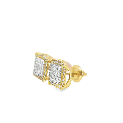 10K Yellow Gold 0.50 ctw Baguette Diamond Square Earrings | Iced-Out Luxury Studs | Jewelry Palace