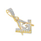 10K Yellow Gold 0.38 ctw Diamond Masonic Pendant | Square & Compass Freemason Design | Jewelry Palace