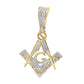 10K Yellow Gold 0.38 ctw Diamond Masonic Pendant | Square & Compass Freemason Design | Jewelry Palace