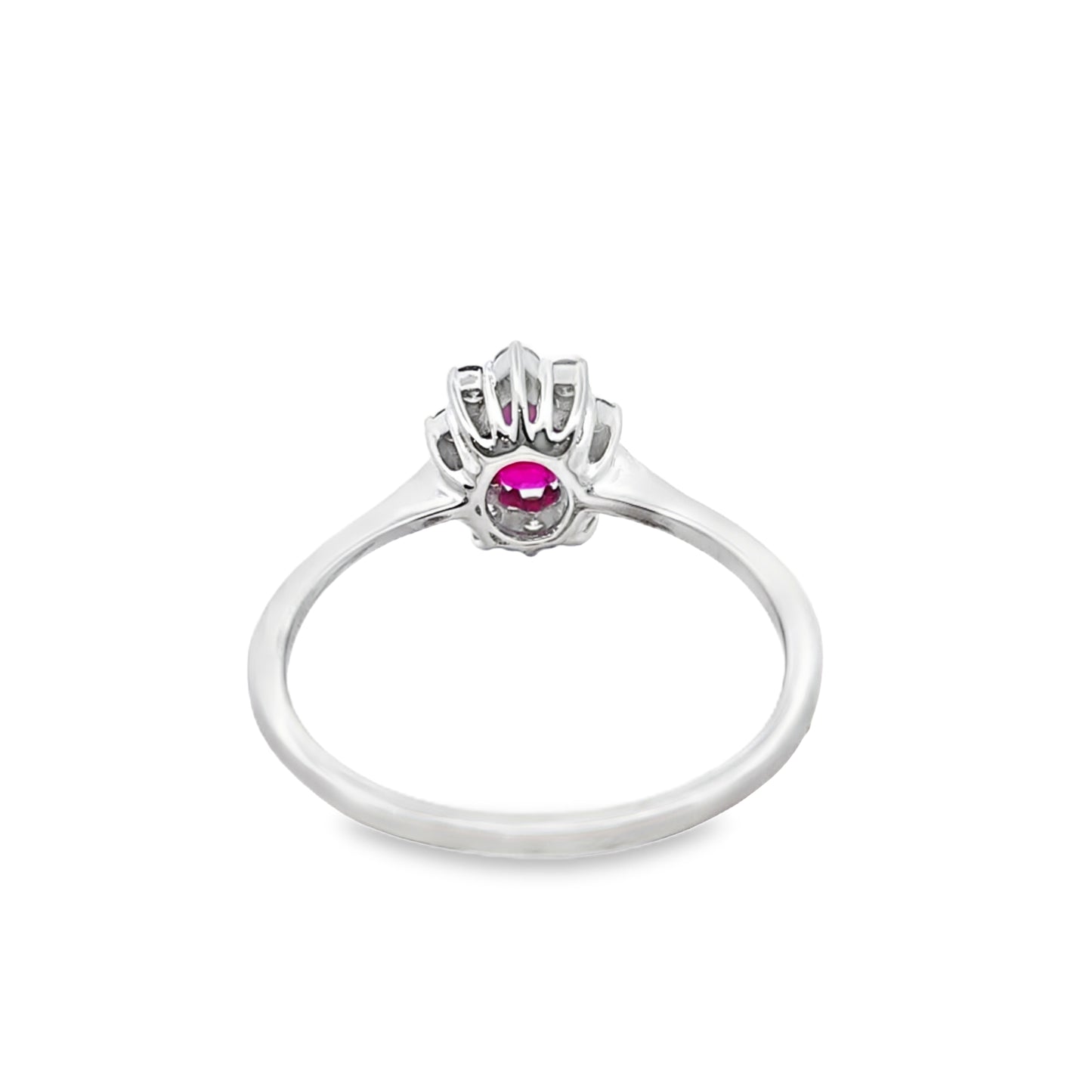 10K White Gold Oval Ruby & Diamond Ring 0.25 ctw